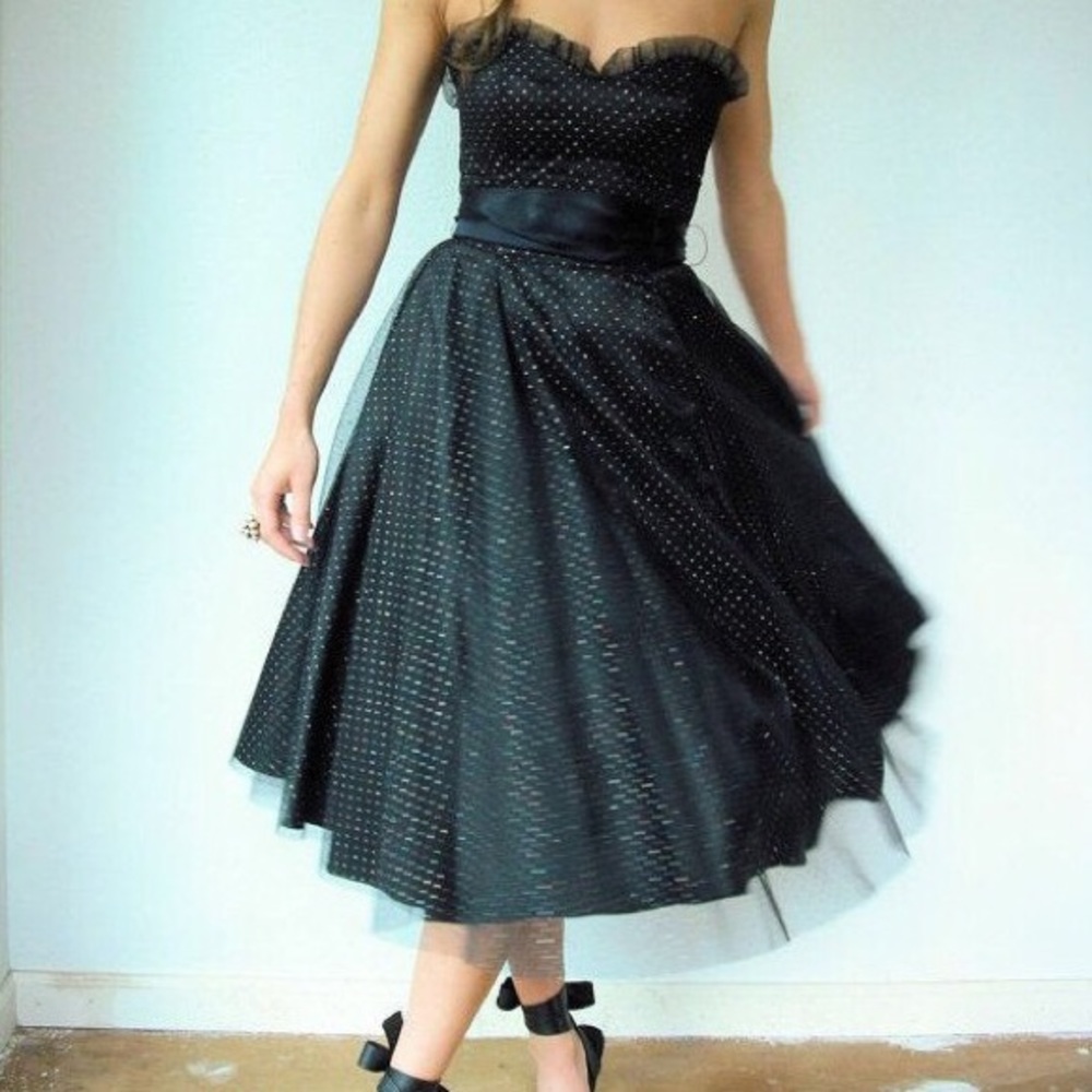 Vintage Black Sparkle Gunne Sax Party Dress